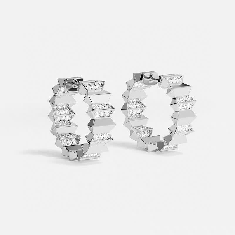 APM Monaco Geometric Diamond Hoop Earrings